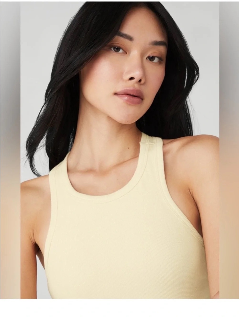 ALO Yoga Sleeveless Ribbed Tank Top - Cream - Picture 5 of 10